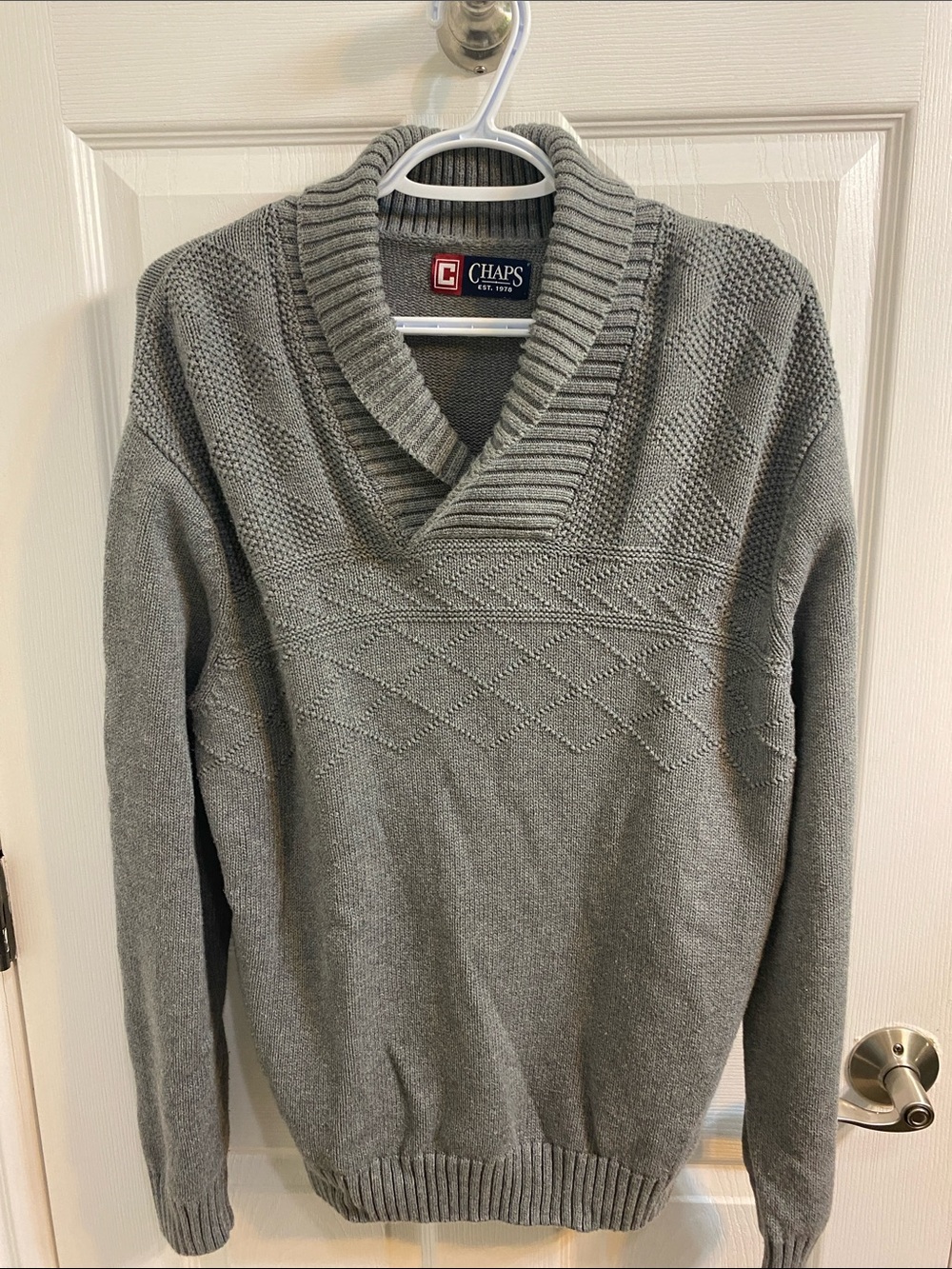 Chaps Pebble Heather Classic Fit Crown Point Textured Shawl Collar Sweater Large